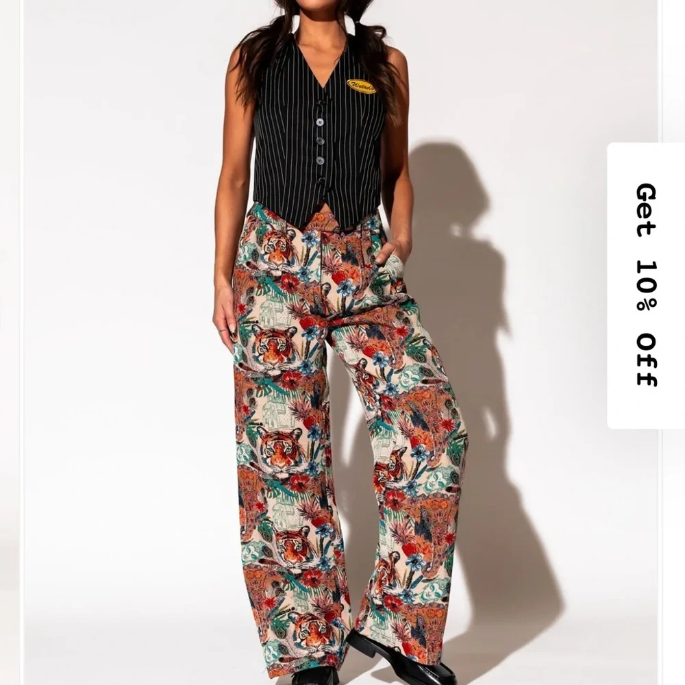 Dressed in La La Wild Soul Tiger Jacquard Trousers - Picture 4 of 8